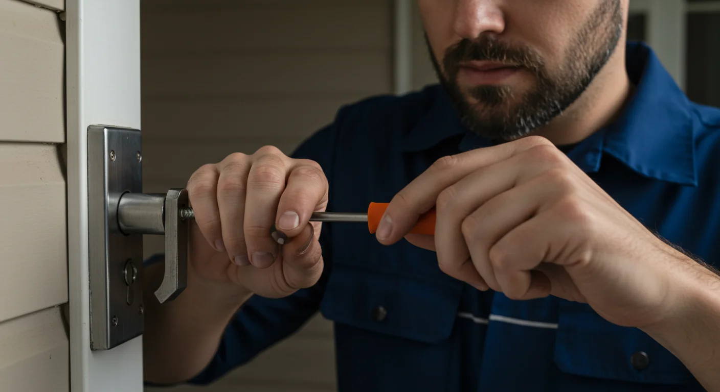 Rekeying Home Locks for New Homeowners - My Local Locksmith New homeowner rekeying a front door lock for added security