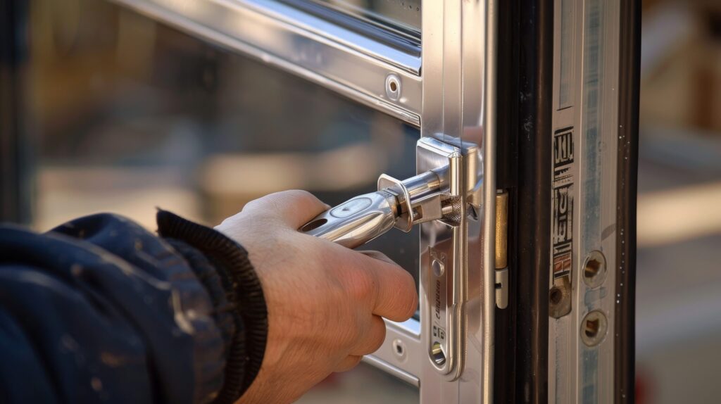 Residential locksmith inspecting a home locks