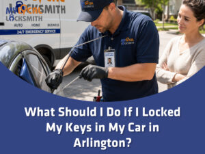 What To Do When You Locked Your Keys In Your Car In Arlington - My Local Locksmith - My Local Locksmith Driver who locked keys in car in Arlington waiting safely for a licensed locksmith